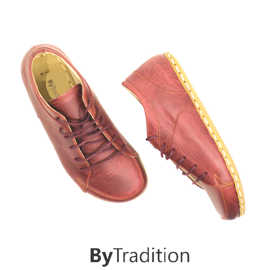 Sneaker - Koperen klinknagel - Natuurlijke en maatwerk barefoot - Bordeauxrood - Man