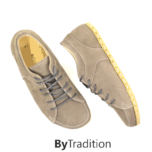 Sneaker - Koperen klinknagel - Natuurlijke en maatwerk barefoot - Grijs - Nubuck - Man