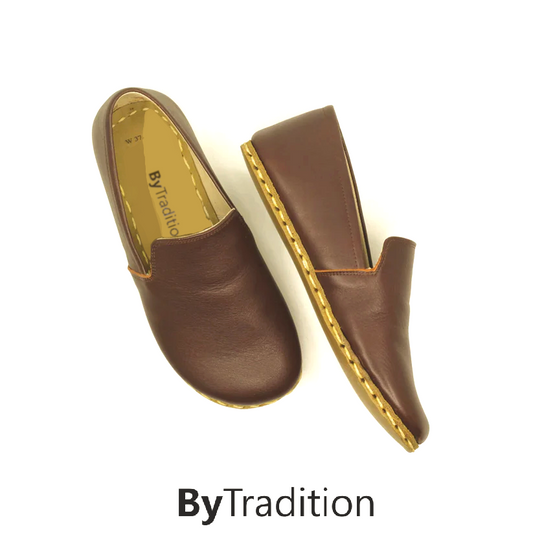 Loafer klassiek - Koperen klinknagel - Natuurlijke en maatwerk barefoot - Donkerbruin - Man