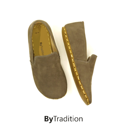 Loafer klassiek - Koperen klinknagel - Natuurlijke en maatwerk barefoot - Grijs - Nubuck