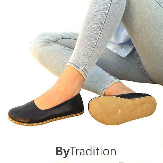 Loafer - Pumps - Koperen klinknagel - Natuurlijke en maatwerk barefoot - Zwart