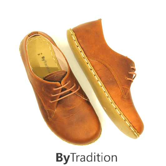 Lace-up shoe - Copper rivet - Natural and custom barefoot - New brown - Man