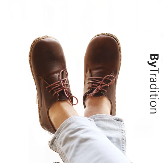 Lace-up shoe - Copper rivet - Natural and custom barefoot - Nut brown - Man